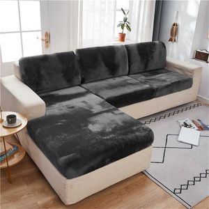 Elastische fluwelen sofa-stoelhoes Effen kleur Zachte Couch Kussen Seat Cover voor Woonkamer Sofa Beschermende Cover SnowCover 211102