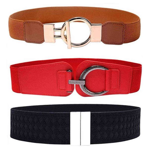 Ceinture élastique large femmes cummerbund décoration sangle jupe taille mince tout-match élastique taille noire ceintures de mariage rouge G220301