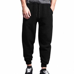 Pantalon de taille élastique Pantalon de survêtement à cordon de serrage pour hommes confortables avec poches à taille élastique pour printemps automne gaufre décontractée pour doux B5v0 #