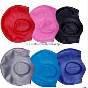 Élastique Étanche silicone bonnets de natation Protection Oreilles Cheveux Longs Sport Piscine D'eau Chapeau Bonnet De Bain Pour Hommes Femmes Adultes