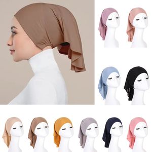 Elastische Vrouwen Moslim Chemo Cap Beanie Hoed Tulband Hoofd Wrap Cover Haaruitval Onder Sjaal Islamitische Arabische Buis Motorkap hoofddeksels