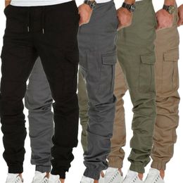 Pantalon chino de travail à taille élastiquée pour hommes, style décontracté, pantalon de jogging cargo, bas UK