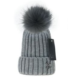 Gorros elásticos Sombreros de punto Letra NY Bola de lana artificial Gorra de suéter de moda Sombrero de rayas informal