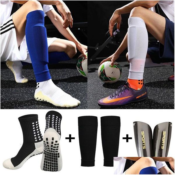 Coudières genouillères 1 kits haute élasticité manches de protège-tibias Adts enfants chaussettes de football antidérapantes football Legging ER équipement de protection de sport Dhhfz