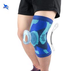 Modas de rodilla de codo 1 par soporte de primavera de silicona compresión protector de protección de la rodilla el voleibol de baloncesto del gimnasio S1184057