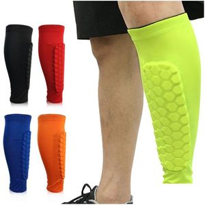 Poussions de genou du coude 1pcs Football Shin Guards Protector Soccer Honembeld Anti-crash jambe de veau de compression Cycling Running Shinguard DHI5F