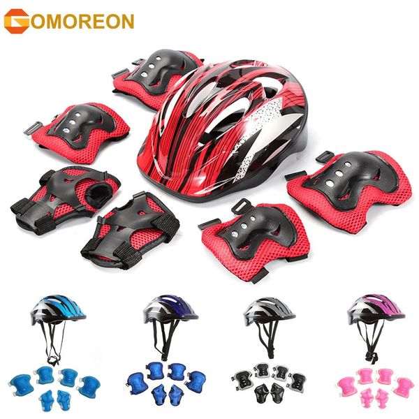 Coudières et genouillères 7 pièces pour enfants, ensemble de coussinets de casque de vélo, coudières, genouillères, poignets, équipement de protection pour planche à roulettes, patinage à roulettes, cyclisme, scooter, sport 231012