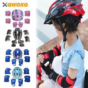 Elleboog knie pads 7 stks/set kids roller skating fiets helm knie pols bewaker elleboog kussen set voor kinderen fietsen sporten beschermend bewaker uitrusting 231012