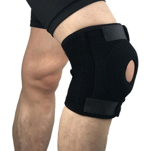 Coudières et genouillères réglables pour le sport, Support de jambe, attelle de protection, capuchon de protection de la rotule, 2 barres à ressort, taille unique, noir