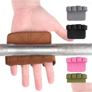 Elleboog Kniebeschermers Antislip Leer Gewichtheffen Handbeschermer Handschoenen Halter Pl Up Grip Protector Fitness Sport Thuis Gym training Ac Dhj62