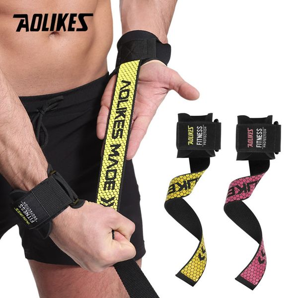 Coudières Genouillères AOLIKES 1 Paire Gym Fitness Haltérophilie Grip Sangles Haltère Poignées Formation Poignet Bandes De Soutien pour haltères Pull up 230506