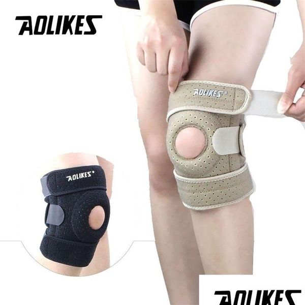 Pads de genou en coude aolikes 1pcs Traine sportive réglable Autonction de soutien élastique Kneepad Patella Hole Safet