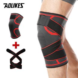 Genouillères et coudières AOLIKES 1 pièces genouillère de sport hommes bandage élastique pressurisé genouillères soutien équipement de Fitness basket-ball volley-ball orthèse protecteur J230303