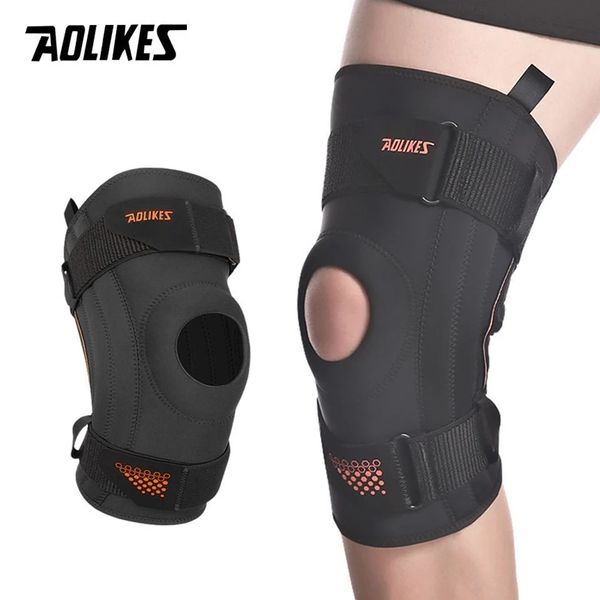 Genouillères coudières AOLIKES Spring Support Running Basketball Randonnée Compression Absorption des chocs Respirant Ménisque Protecteur 230418