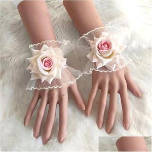 Elleboog Kniebeschermers Gothic Rose Bloem Kanten Manchet Mode Handmouwen Elegante Zoete Polsboeien Voor Vrouwen Meisjes Feestaccessoires Drop Del Ot7Mn