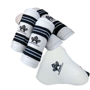 Coude Genouillères Haute qualité Blanc Taekwondo Aine Garde Protecteur Hommes Femmes Enfant Entrejambe Kiching Boxe Karaté bras protège-tibia 230713