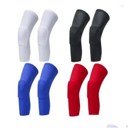 Coude Genouillères Honeycomb Mousse Support Compression Jambe Manches Basketball Volleyball Brace Sport Genouillère Fitness Equipmet Drop Livraison Otjfh