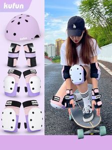 Kufun Sport équipement de protection ensemble genouillère coudière skateboard patinage filles garçons rose hommes femme protecteur Inline Roller Skate dur 231024