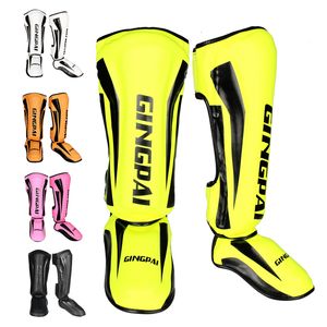 Elleboog Knie-pads Een paar hoogwaardige PU lederen boksen Shin Guards Ankle Protector MMA MUAI THAI TRAINING BEEN WARMERS LICHTSCHAP SCHINDENDE SHIN PADS 230518