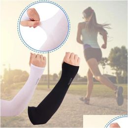 Elleboog Kniebeschermers Sneldrogend Koeling Armmouwen Uni Uv-warmers Voor Buitensporten Hardlopen Fietsen Vissen 1 paar R9L2 Drop Delivery Outd Otntq