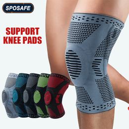 Coude Genouillères Sports Compression Support Brace Patella Protecteur Tricoté Silicone Jambe De Ressort pour Cyclisme Course Basketball Football 221027