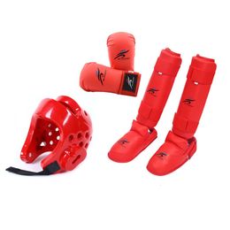 Elleboog Kniebeschermers Taekwondo Sparring Gear Set Helm Scheenbeschermer Been Voet Beschermen Vrouwen Bokshandschoenen MMA Mannen Kind Kinderen Wesing Karate Riem 230404