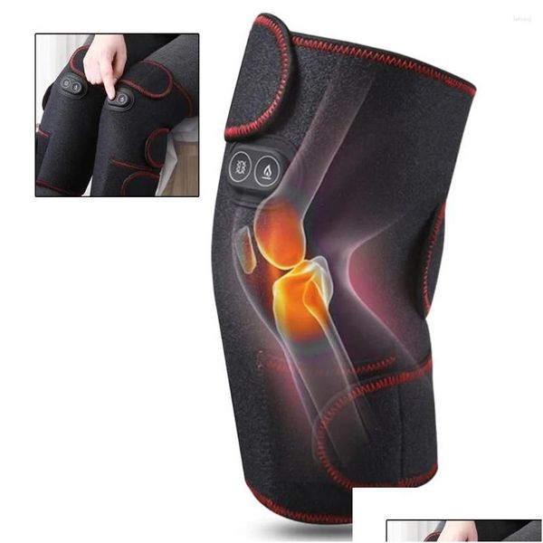 Almohadillas de rodilla de codo USB RECHO RECARTA CALIENTE 3 Niveles de calor Wrap 6 Vibraciones ajustables Brace para hombres Mujeres Drop Deliv Otqku