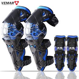 VEMAR 4-delige motorfiets beschermende kniebeschermer Sport kniebeschermer Harde shell beschermer knie-elleboogbeschermers voor volwassenen Carbon Fiber Guard MTB 231010