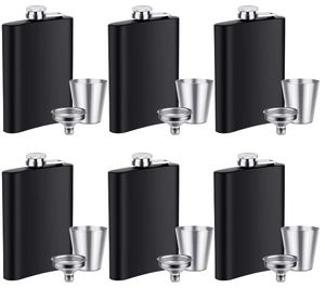 Elcoho Lot de 6 flacons étanches en acier inoxydable de 8 onces avec 6 tasses et entonnoir en acier inoxydable par Express A0071