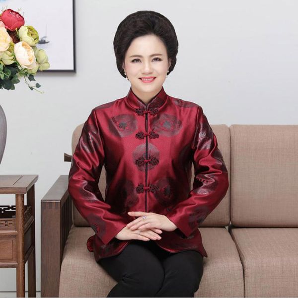 Aîné dames vêtements femmes Tang costume chinois traditionnel épais manteau veste hiver Parka anniversaire porter chinois nouvel an cadeau