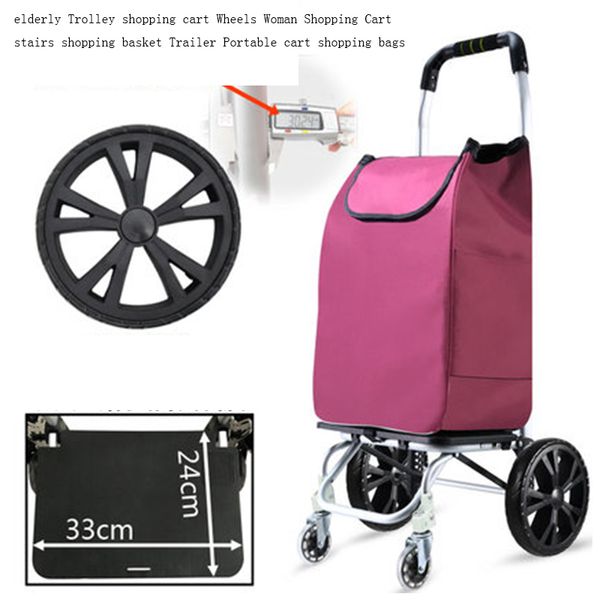 Chariot pour personnes âgées 6 roues Femme pour panier d'escalier Remorque Chariot portable Grands sacs à provisions 200919