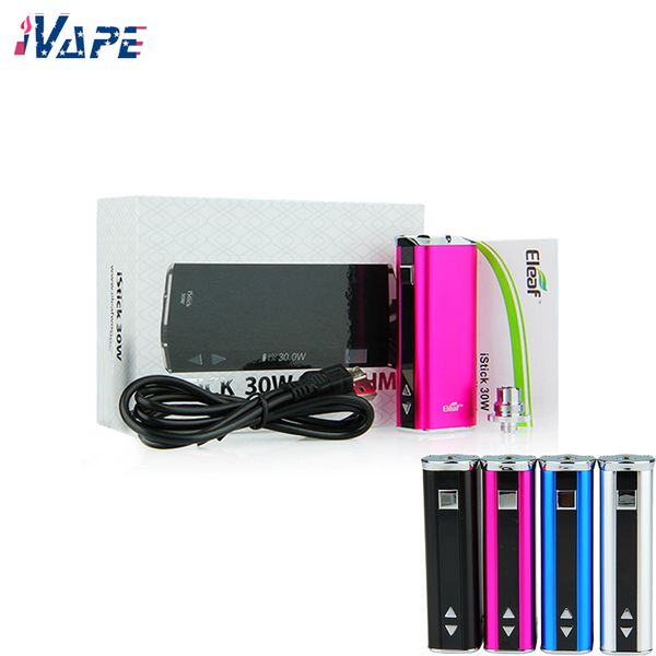 Kit de batería Eleaf iStick de 30 W (sin adaptador de pared) - 2200 mAh VV/VW Mod Salida ajustable Diseño aerodinámico 4 colores disponibles