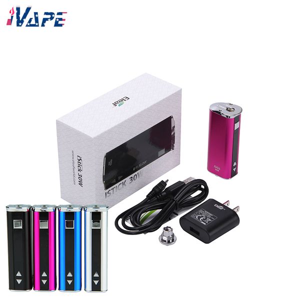 Kit de batterie Eleaf iStick 30 W avec adaptateur américain intégré 2200 mAh VV/VW Box Mod Conception compacte en aluminium Large plage de tension et de puissance