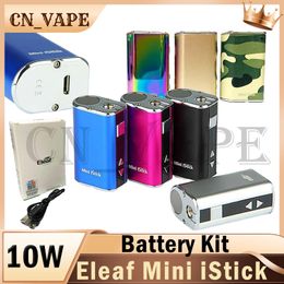 Eleaf Mini Istick 10W Kit de batterie Kit de tension variable 1050mAh Mod de tension variable avec connecteur d'ego câble USB inclus Cook 7 couleurs en stock Vape