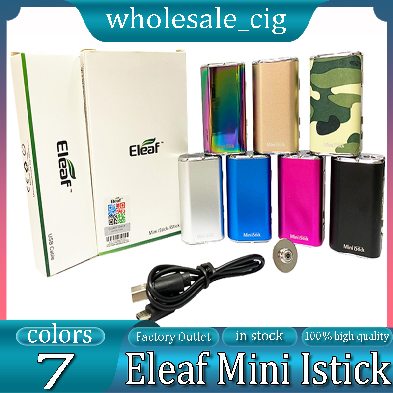 Eleaf Mini Istick Kit 7 kleuren 1050 mAh ingebouwde batterij 10W Max Uputvariabele spanningsmod met USB-kabel ego-connector Snel verzenden