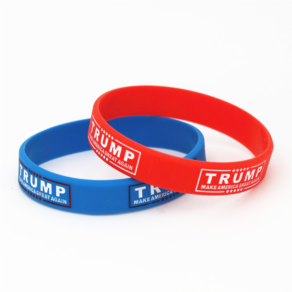 election Make America Great Again Silicone Wristband Red Blue Rubber Power Men Bracelet Fashion Jewelry Trump Support Band Gift SH177