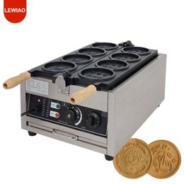 Máquina eléctrica para hacer gofres y pasteles con monedas doradas, 220V, 110V, 4 Uds., fabricante de moneda japonés coreano, acero inoxidable, comercial o doméstico