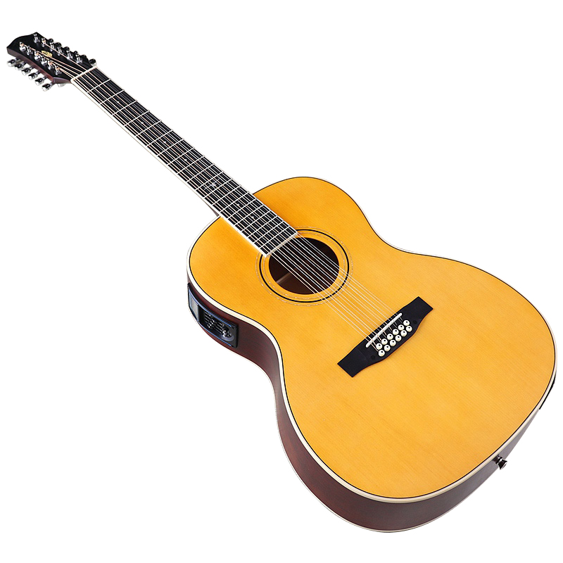 Elektrisk akustisk gitarr 12 String Natural Cutaway 41 tum Folkgitarr Hög Glossy Spruce Wood Top med EQ