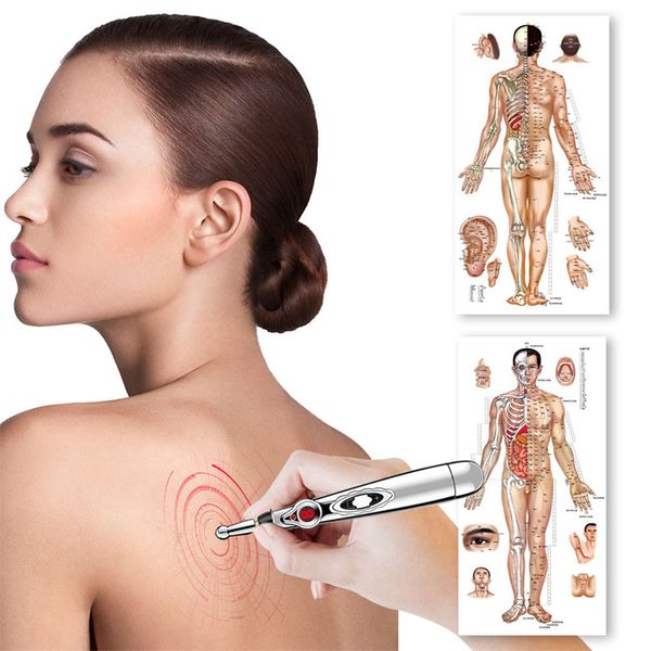 Pluma eléctrica de masaje de puntos de acupuntura, terapia láser para aliviar el dolor, bolígrafo electrónico de energía para meridianos, masajeador para cara, cuerpo, espalda, cuello y piernas