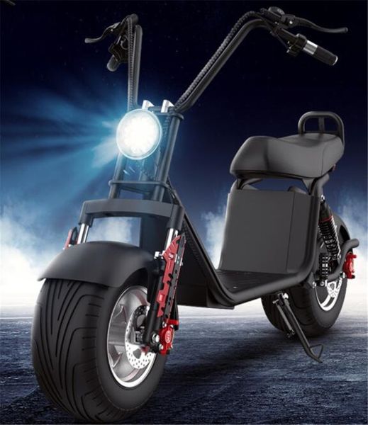 Scooter électrique adulte avec siège nouveau double gros pneu support de moto amortisseur hydraulique batterie amovible