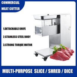 Hachoir à viande électrique automatique 1100W, Machine verticale commerciale de découpe de viande, trancheur d'aliments cuits en acier inoxydable