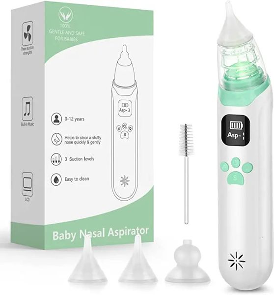 Nettoyeur de nez électrique pour bébé avec musique Suck Snot Silicone souple Aspiration réglable Aspirateur nasal pour enfant Sécurité sanitaire à faible bruit 240219