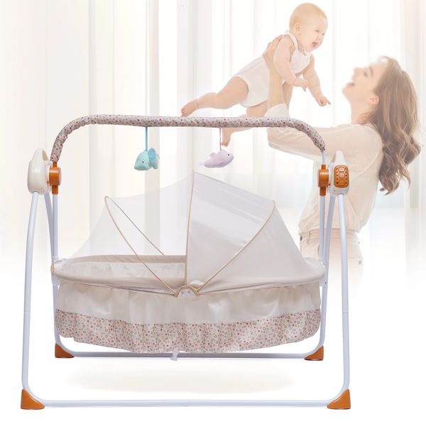 Lit de couchage électrique pour bébé, berceau à balançoire automatique, berceau pour bébé, lit à bascule pliable et Portable, méthodes de contrôle double 240326