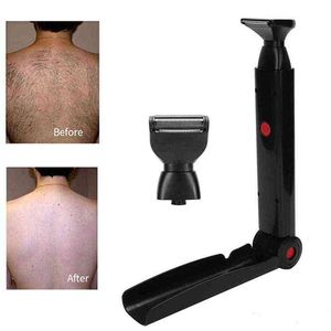 Máquina de afeitar eléctrica para el cabello, máquina cortadora de pelo con mango largo, plegable por USB, de doble cara, herramienta de eliminación de piernas y pelo corporal H220422