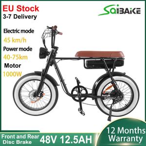 Vélo électrique 1000W moteur vélo électrique 48V 12.5AH batterie 20*4.0 montagne gros vélo fourche à Suspension avant Shimano 7 vitesses