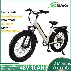 Elektrische fiets 48V 10AH Lithium Battery 4.0 Fat Ebike 500W 750W 1000W Elektrische fiets Volwassen fiets 7-speed stadsfiets 26inch e fiets