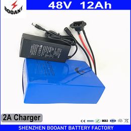 Gratis verzending elektrische fiets batterij 48v 12AH lithium batterij PVC case e-bike batterij voor 8FUN 1200W motor + 30A BMS 2A-oplader