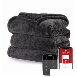 Elektrische deken aangesloten wifi verwarmde lofttec leisteen grijs king 231024 drop levering dhpvr