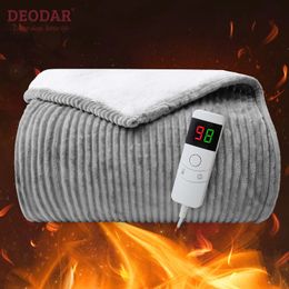 Elektrische deken Deodar Flanel Verwarmd Gooi 110V130V Snelle warmte 10 niveaus Verwarmingsinstelling Controller Machinewasbaar 231109