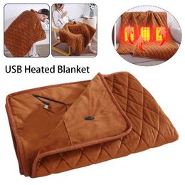 Couverture électrique Couverture chauffante électrique hiver grande couverture chaude portable 5 V USB alimenté par lit plus chaud couverture corps chauffage lavable 231116